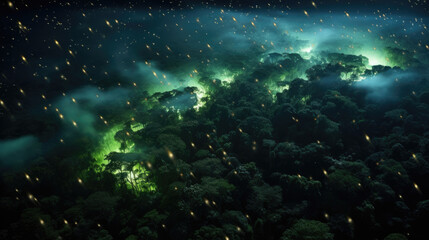 Fototapeta na wymiar Firefly Forests: Aerial View