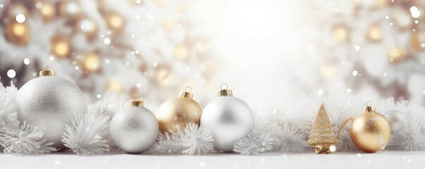 Beautiful Christmas background with Christmas balls and gifts