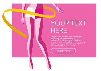 Diet program pink banner template with legs
