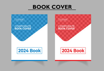 Modern cover for corporate  office report, brochure cover, presentation cover | Minimalistic book covers design | Geometric shape cover design | Blue & Red colors