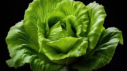 A head of crisp iceberg lettuce with a fresh green core. Fresh and crunchy, salad perfection, nature's crispness, healthy eating. Crafted with care. Generated by AI - obrazy, fototapety, plakaty