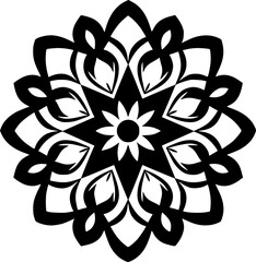 Mandala - Black and White Isolated Icon - Vector illustration