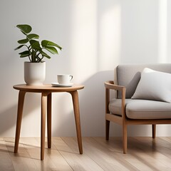 a tea table and chair for a leisurely drinking, Generative AI