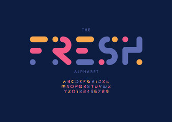 Vector of stylized modern font and alphabet