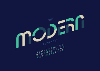 Vector of stylized modern font and alphabet