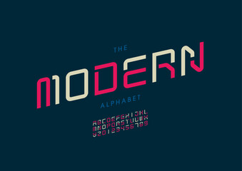 Vector of stylized modern font and alphabet