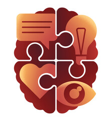 Cognitive Psychology - puzzle pieces as a brain