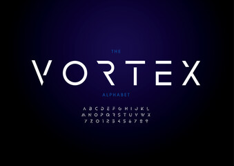 Vector of stylized modern font and alphabet