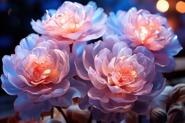 Fototapeta premium Explore enchanting world of ultraviolet peonies in full bloom, a captivating floral fantasy.