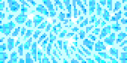 Blue seamless pixel water waves texture. Sea, ocean or pool surface pattern. Pixelart computer game background with dithering. Vector illustration in retro style.