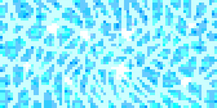 Blue seamless pixel water waves texture. Sea, ocean or pool surface pattern. Pixelart computer game background with dithering. Vector illustration in retro style.
