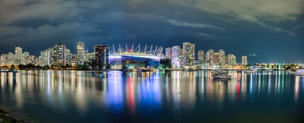 Naklejka premium False Creek Panorama Vancouver with BC Place Stadium