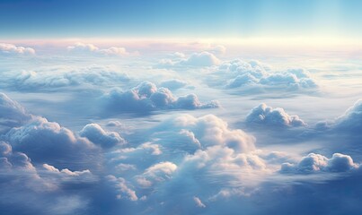 impressive image of an aerial view of beautiful clouds on a lovely day. Generative AI - obrazy, fototapety, plakaty