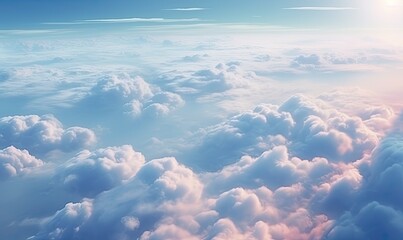 Fototapeta premium impressive image of an aerial view of beautiful clouds on a lovely day. Generative AI