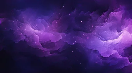 Deurstickers Abstract purple background for a space backdrop with mist and stars. Generative AI © Gelpi