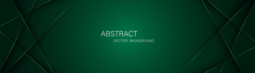 Fototapeta premium Abstract dark green background with green glowing lines, free space for design. 