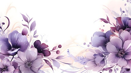 purple flowers are on a white background. Abstract Violet foliage background with negative space for copy. - obrazy, fototapety, plakaty