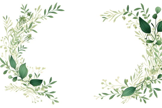 a white background with green leaves and branches. Abstract Olive color foliage background with negative space for copy.