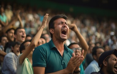 Tears of Joy Emotional Cricket Fans - obrazy, fototapety, plakaty