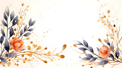 a floral background with orange flowers and blue leaves. Abstract Crimson foliage background with negative space for copy. - obrazy, fototapety, plakaty
