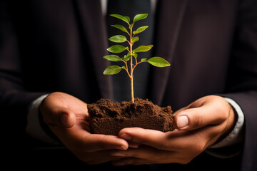 Planta creciendo en manos de una persona.