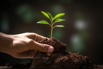 Planta creciendo en manos de una persona.