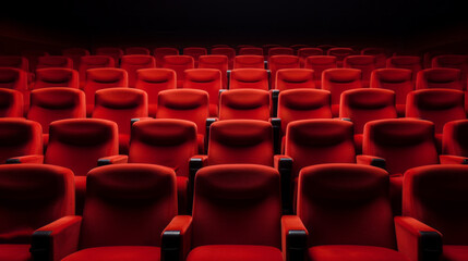 Sala de cine con butacas rojas.