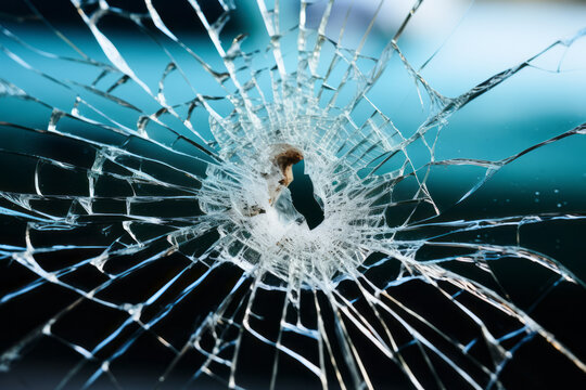 Cristal roto con fracturas de vidrio.