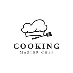 Kitchen logo design with creative chef's hat and cooking utensils. Logo for restaurant, chef, business.