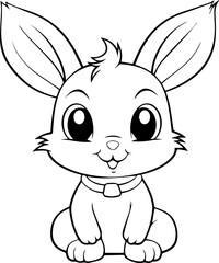 Coloring book, illustration of Rabbit, kawaii style, line drawing, Rabbit