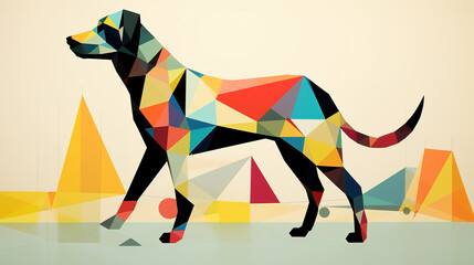Obraz premium abstract dog artwork, modern geometrical design