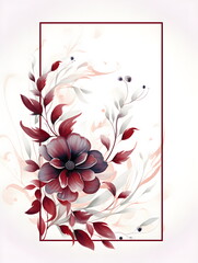 a picture of a flower with a red frame. Abstract Maroon foliage background with negative space for copy.