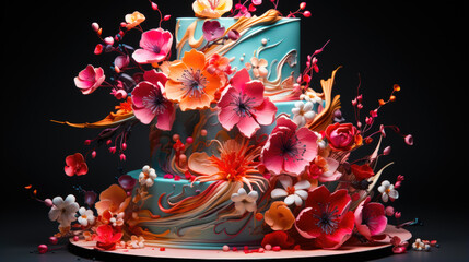 Edible Art and Culinary Excellence A Jaw dropping Cake Sculpture with Cascading Flowers 