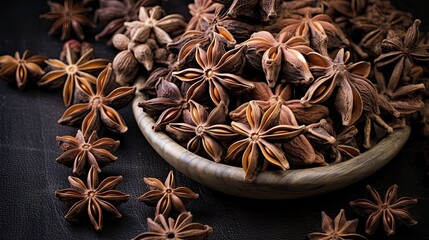 Fragrant star anise pods enrich culinary delights with an inviting aroma and a layer of flavor complexity. Culinary enrichment, versatile seasoning, aromatic depth, natural spice. Generated by AI
