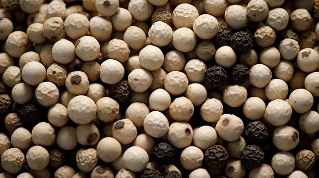 Peppery white peppercorns enrich your dishes. Culinary enrichment, subtle flavor, flavor complexity, global cuisine. Generated by AI