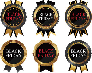 高級感のあるブラックフライデーのエンブレム6種セット