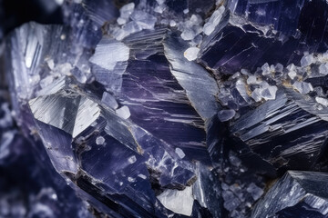 A Mesmerizing Background Texture of Nature's Jewel: Captivating Iolite, a Unique and Translucent Violet Gemstone with Shimmering Faceted Formation.