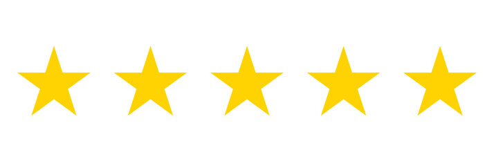 Five stars customer product rating review flat icon. 5 stars