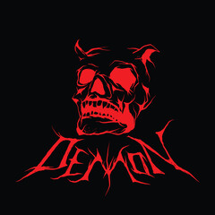 Red Head Demon skull vector illustration