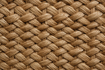 A Detailed Close-Up Capture of Woven Jute Texture: Intricate Patterns and Earthy Tones in Organic and Rustic Close-Up Photography.