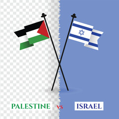Palestine vs israel flags war, isolated on a background, vector illustration
