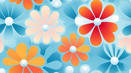 Fototapeta na wymiar an image of a colorful flower pattern on a blue background. generative ai