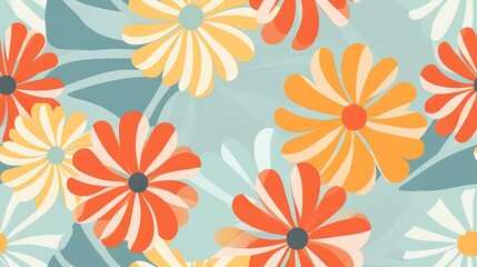 Fototapeta na wymiar a bunch of orange and white flowers on a blue background. generative ai