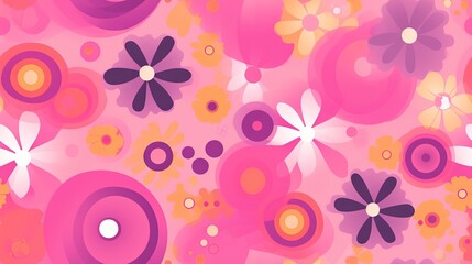  a pink and purple flowery background with circles and dots.  generative ai