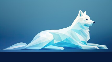  a white dog sitting on top of a blue iceberg.  generative ai