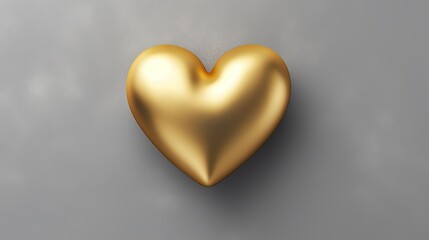  a gold heart shaped object on a gray background with a shadow.  generative ai