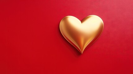  a gold heart shaped object on a red surface with a red background.  generative ai