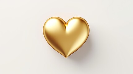  a gold heart shaped object on a white background with a shadow.  generative ai