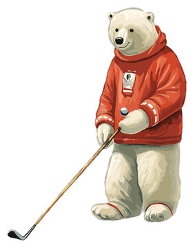 Bear Playing Golf Clipart
