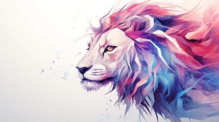  a colorful lion's head is shown on a white background.  generative ai